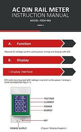HiLetgo AC Digital Multimeter 50-300V 100A PZEM-008 LCD Display Digital Current Voltage Active Power Energy Multimeter Ammeter Voltmeter AC Din Rail HiLetgo