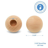 Wood Dowel Caps 1-1/4 inch Diameter with 1/2 inch Hole, Pack of 10 Unfinished Dowel Rod Caps for 1/2 inch Dowel Rods, for Crafts and DIYers, by Woodpeckers