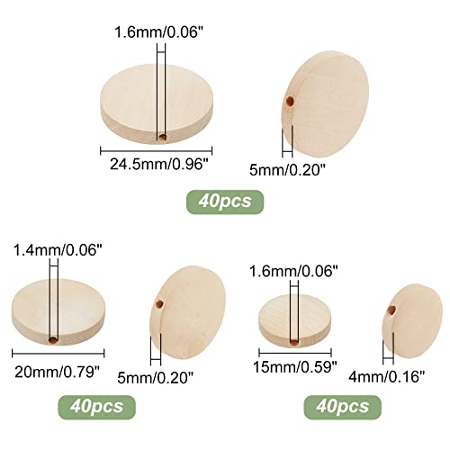 PH PandaHall 120pcs Flat Round Wood Beads 3 Sizes Wood Coin Beads Antique White Wood Spacer Beads Unfinished Wood Disc for Jewelry Necklace Bracelet PH PandaHall