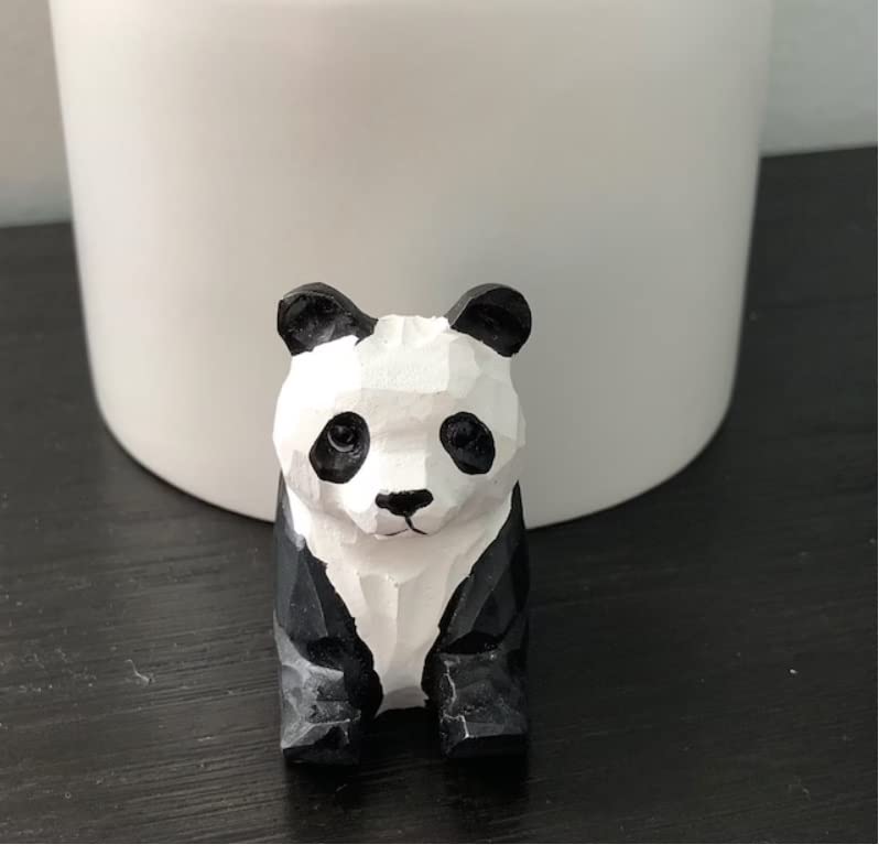 Selsela Panda Figurine Decor Bear Handmade Statue Miniature Wood Art Wall Carved Small Animal - WoodArtSupply