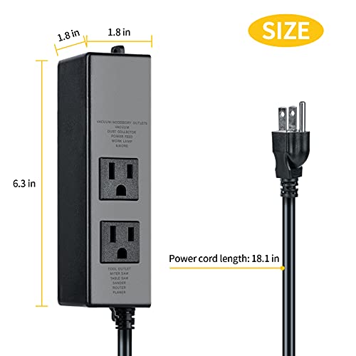 Etoolcity Automatic Vacuum Switch, Dust Collector Switch for Power Tools, Auto Delay Vacuum On to Prevent Circuit Overload, Delay Vacuum Off for Etoolcity