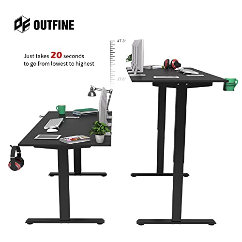 OUTFINE Heavy Duty Dual Motor Height Adjustable Standing Desk Electric Dual Motor Home Office Stand Up Computer Workstation with (Black, 63") Desktop OUTFINE