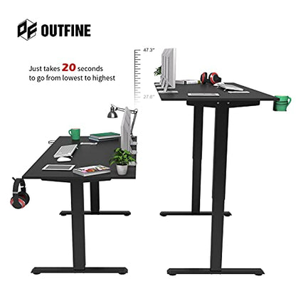 OUTFINE Heavy Duty Dual Motor Height Adjustable Standing Desk Electric Dual Motor Home Office Stand Up Computer Workstation with (Black, 63") Desktop - WoodArtSupply