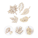 Amosfun 50pcs Laser Cut Wood Embellishment Hollow Out Wooden Leaves Shape Wood Discs Unfinished Wood Cutout for Arts Crafts DIY Decoration Amosfun