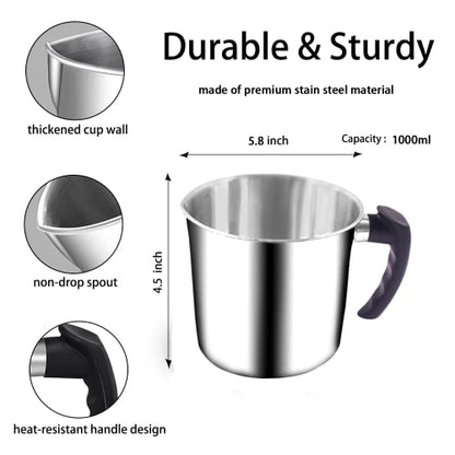 Stainless Steel Candle Making Pouring Pot - Melting Pot - Frothing /Cup Pouring  Melting Tools - 1000ml 