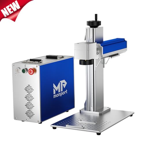 Monport 50W Fiber Laser Engraver,Compatible Lightburn Laser with 7.9" x 7.9" Work Area and 50W Laser Source, Fiber Laser Marking Etching Machine for Monport