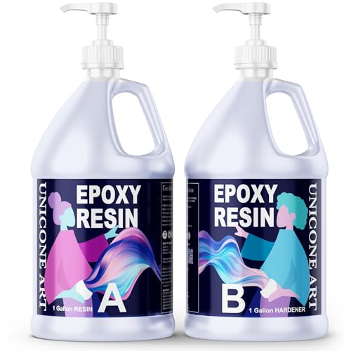 Resin Epoxy Craft Kit 2 Gallon Epoxy Resin Kit (1 Gal Resin + 1 Gal Hardener) High Gloss UV Resistant Odor-Free Art Resin, BPA-Free and Non-Toxic unicone art