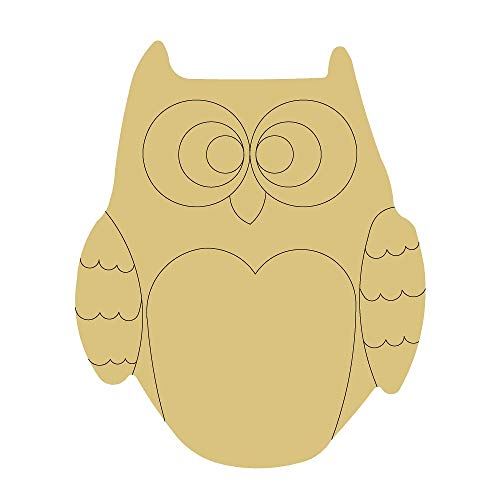 Owl Design by Lines Cutout Unfinished Wood Animal Night Creature MDF Shaped Canvas Style 3 Art 8 (6")
