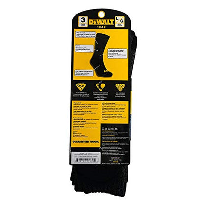 DEWALT 3 Pair Everyday Cotton Blend Work Crew Sock (Black),10-13 - WoodArtSupply