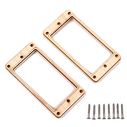 SUPVOX Pickup Frame Maple Wood Plastic Humbucker Mounting Ring with 8 Screws for Musical Instrument Guitar Bass GB305P (Golden) 2pcs SUPVOX