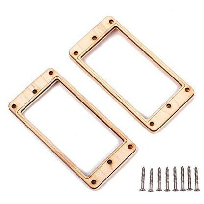 SUPVOX Pickup Frame Maple Wood Plastic Humbucker Mounting Ring with 8 Screws for Musical Instrument Guitar Bass GB305P (Golden) 2pcs - WoodArtSupply