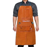 DURATECH Welding Apron, 36" Leather Welding Apron Heat Flame Resistant, Heavy Duty Welding Apron with 6 Tool Pockets, 100% Cowhide Leather Work Apron DURATECH
