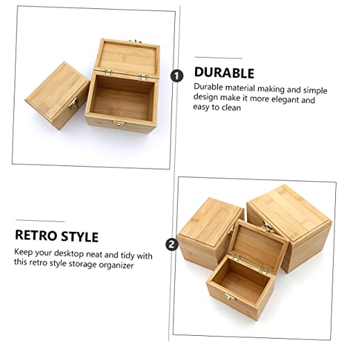 Holibanna 1pc Box Wooden Storage Box Makeup Organizers Jewelry Organizer Necklace Storage Bag Unfinished Girls Ring Holder Wood Watch Display Case Holibanna