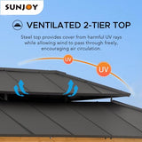 Sunjoy 12 x 20 ft. Wood Gazebo, Outdoor Patio Steel Hardtop Gazebo, Cedar Framed Wooden Gazebo with 2-Tier Metal Roof, Suitable for Patios, Lawn and Sunjoy