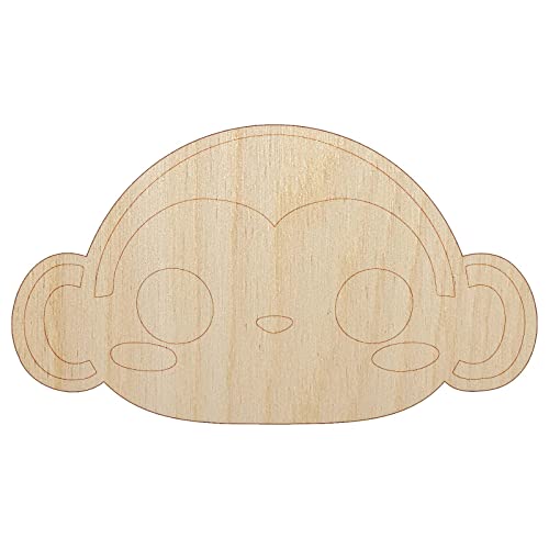 Charming Kawaii Chibi Monkey Face Blushing Cheeks Unfinished Wood Shape Piece Cutout for DIY Craft Projects - 1/8 Inch Thick - 4.70 Inch Size - WoodArtSupply