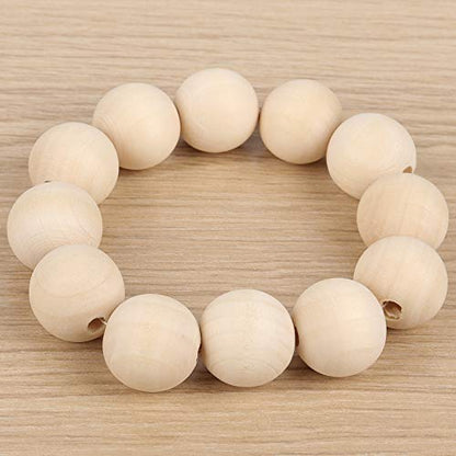 HAKZEON 25mm 300 PCS Natural Wooden Beads for Crafts, Round Spacer Unfinished Loose Wood Beads Set for Assorted Jewellery Making, Garland, Home - WoodArtSupply