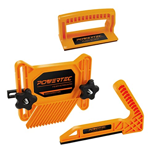 POWERTEC 71551V Safety Kit - Featherboard, Push Block and Push Stick, 3 PK - WoodArtSupply