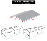 Carport Cover 12' x 20' Cut Size, 11'6" x 19'6" Finish Size Replacement Heavy Duty Canopy Tarp Tent White or Silver, Only Cover (White 12x20) G GOODSZONE