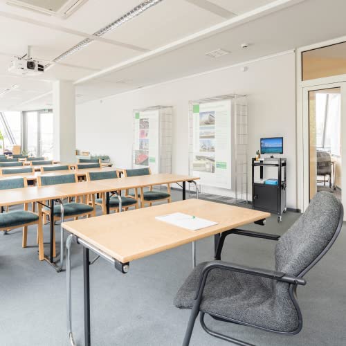 Metateel Steel Large AV Cart with Extra Storage - Adjustable Height Cart with Locking Cabinet, Pullout Tray, Power Strip, and Cord Management - Holds Metateel