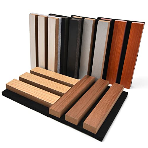 Art3d Wood Slat Acoustic Panels for Stylish Decor and Noise Reduction, 3D Textured Panel for Ceiling and Wall, Samples Pack