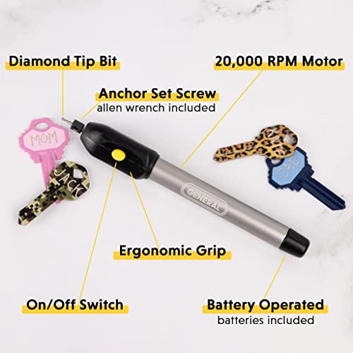 General Tools Cordless Engraving Pen for Metal - Diamond Tip Etching Tool for Engraving Toys, Sporting Goods, & Glass Gifts - WoodArtSupply