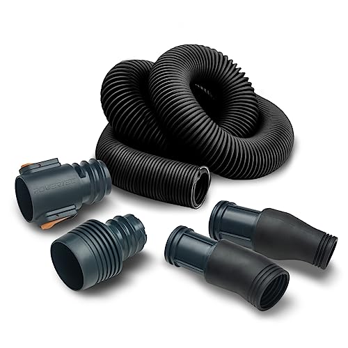 POWERTEC 70355 Dust Collection Hose Kit | 10' Hose with 1 Quick Connector 2-1/4" to 2-1/2" OD and 2 Fittings for Woodworking Power Tools, Wet/Dry POWERTEC