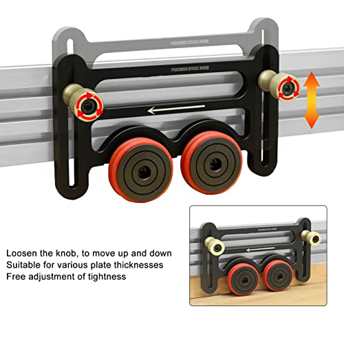 Precision Stock Guides for Table Saw, Dual Universal Featherboards with Sliding Blocks, Woodworking Double Wheel Bearing Stock Roller for Table Saw, Focket