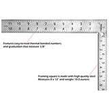 Johnson Level & Tool CS10 Professional Easy-Read Steel Carpenter Square, 8" x 12", Silver, 1 Square Johnson