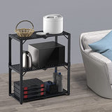 Hastatii 3-Shelf Storage Shelving Unit Metal Rack Heavy-Duty 28"x13.5"x33.5" for Garage, Kitchen and Bedroom Layers Increased Black Hastatii