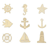 Mini Laser Cuts Wood Shape - Nautical, Anchor, Sailboat, Lighthouse, and More - 45 Pieces - 1'' Across Forever in Time