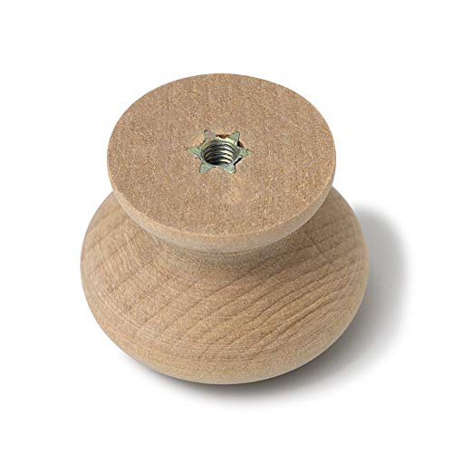 Metany 8PCS Kitchen Cabinet Knobs 35mm Dia Round Mushroom Shaped Wood Unfinished Drawer Dresser Cupboard Furniture Knobs Pulls Handles Hardware Metany