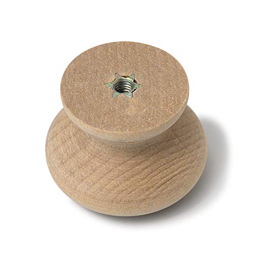 Metany 8PCS Kitchen Cabinet Knobs 35mm Dia Round Mushroom Shaped Wood Unfinished Drawer Dresser Cupboard Furniture Knobs Pulls Handles Hardware