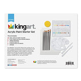 KINGART Acrylic Paint Starter Art Set, 24 Paints, Cotton Canvas, Brushes, Plastic Palette, Mixing Palette Knife, Sponge, Beginner/Student, 36 pc. KINGART