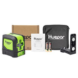Huepar Cross Line Laser - DIY Self-Leveling Green Beam Horizontal and Vertical Line Laser Level with 100 Ft Visibility, Bright Laser Lines with 360° Huepar