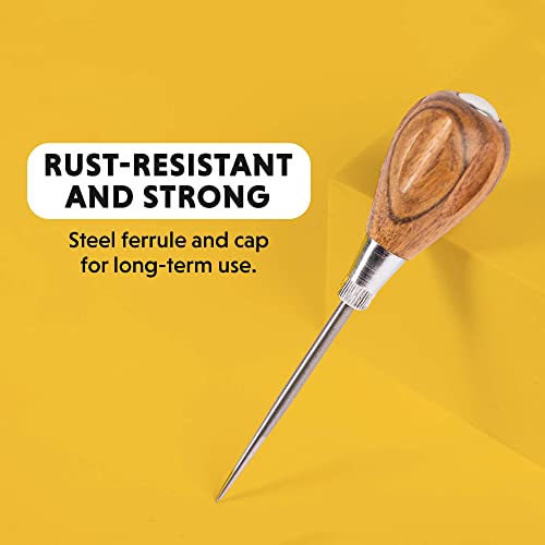 General Tools Scratch Awl Tool with Hardwood Handle - Scribe, Layout Work, & Piercing Wood - Alloy Steel Blade General Tools