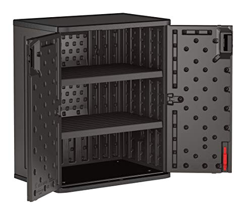 Suncast Commercial 9 Cubic Ft. Heavy-Duty Resin Cabinet with 2 Shelves, Dark Grey - WoodArtSupply