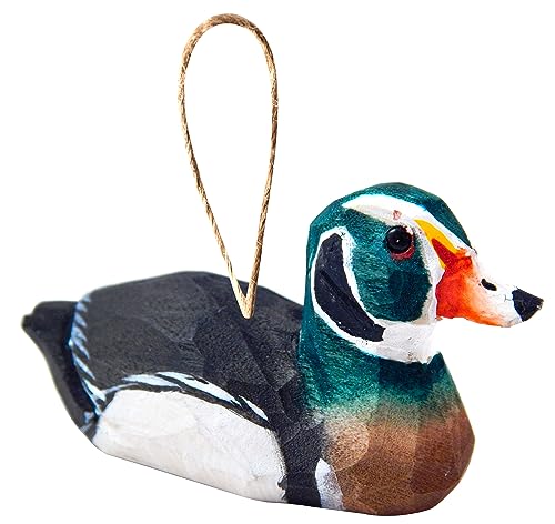 Carolina Wood Duck Drake Bird Hanging Ornament Figure Handmade Carved Decoration Selsela