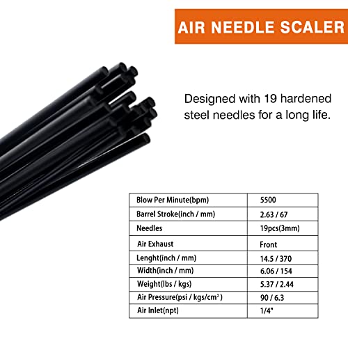 Pistol Grip Needle Scaler WP WORKPAD 19 needles air needle scaler 5000bpm,exhaust front suitable for rust removal WP WORKPAD