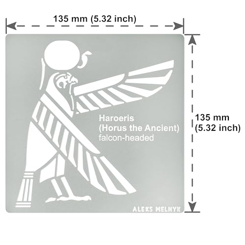 Aleks Melnyk No.443 Metal Stencil, Ancient Egypt, Haroeris, Horus The Ancient, Scarabaeus, Egyptian Religion, Small Stencil, 1 PC, Template for Wood Aleks Melnyk