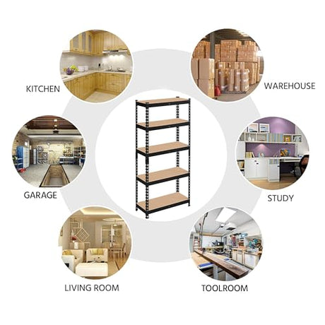 Topeakmart 4 PCS 5-Tier Utility Shelves, Metal Storage Shelves Garage Shelving Unit Adjustable Garage Storage Shelves Storage Racks Heavy Duty Shed Topeakmart