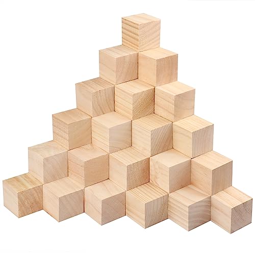 50 Packs Wooden Blocks for Crafts, 2 Inch Pine Wood Cubes, Wooden Cubes for Paint, Stamp, Decorate, DIY Projects and Personalized Gifts,by GNIEMCKIN. - WoodArtSupply