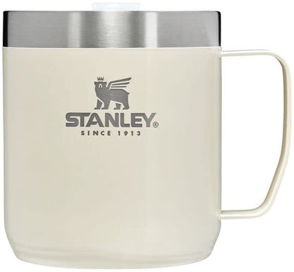 Stanley Stay Hot Camp Mug - Durable 18/8 Stainless Steel Insulated Mug - Splash-Free Tritan™ Drink-Thru Lid - 12 OZ - Cream Gloss