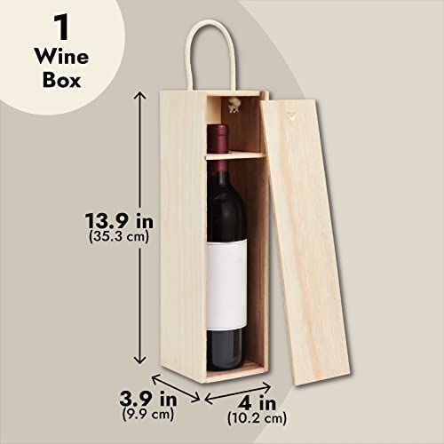 Juvale 2 Pack Unfinished Wooden Wine Boxes with Handles for DIY Crafts, Gifts, Birthday and Housewarming Parties, Customizable with Paint, - WoodArtSupply