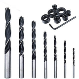 QISF 16Pcs Brad Point Wood Drill Bit 3/4/5/6/8/10/12mm Wood Working Drill with 3-12MM Center Point and Stopper Perfect for Woodworking Carpentry QISF