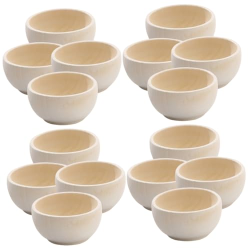 Abaodam 16 pcs small wooden bowl condiment bowls small wood bowls unfinished wooden bowl DIY mini serving bowl unfinished wood bowls wooden bowl for Abaodam
