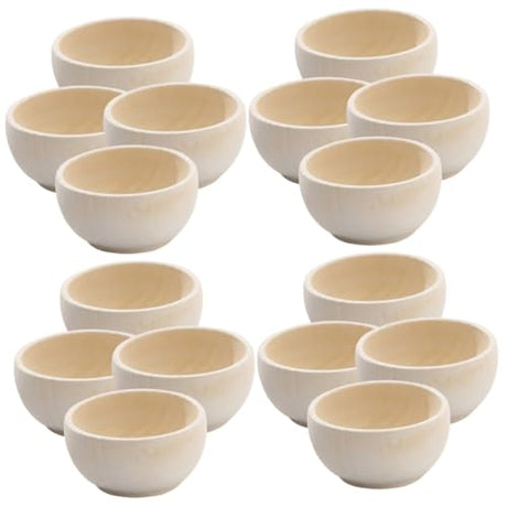 Abaodam 16 pcs small wooden bowl condiment bowls small wood bowls unfinished wooden bowl DIY mini serving bowl unfinished wood bowls wooden bowl for Abaodam