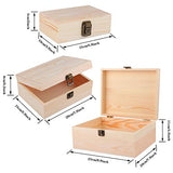 ADXCO 3 Pack Unfinished Wood Treasure Chest Decorative Wooden Box Pine Wood Box with Locking Clasp for Crafts, Art, Hobbies, Projects, Jewelry Box ADXCO