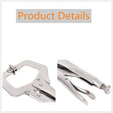 11" Locking C-Clamp 5Pack Locking Pliers Adjustable Welding Clamps w/Regular Tip and Swivel Pad for Shop Home Farm and Automotive findmall