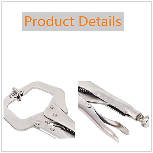 11" Locking C-Clamp 5Pack Locking Pliers Adjustable Welding Clamps w/Regular Tip and Swivel Pad for Shop Home Farm and Automotive - WoodArtSupply