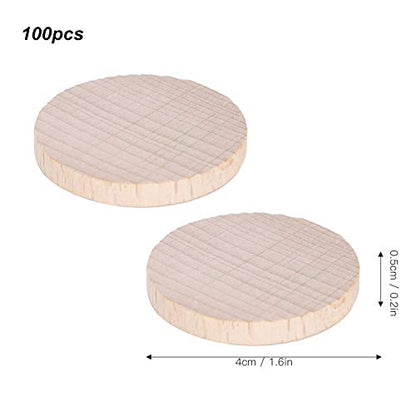 100Pcs Wood Circles for Crafts, Unfinished Wood Rounds Discs DIY Blank Wooden Discs for Decoration Maker Handmade Accessories(4CM)